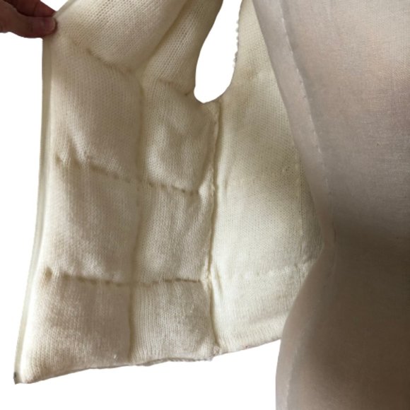 Vtg Cream Knit Quilted Puffer Vest Looped Curly Yarn - Picture 9 of 14